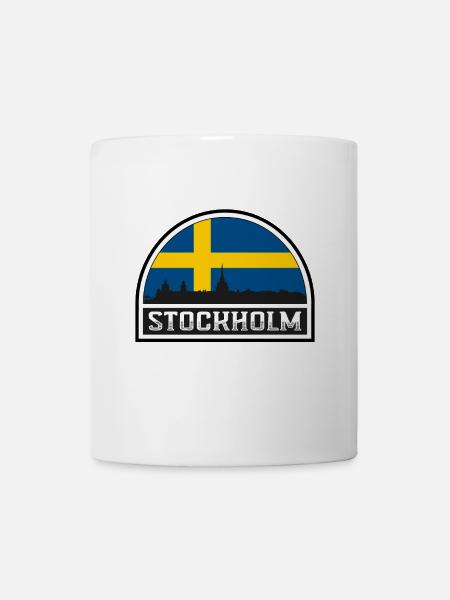 Tukholma Ruotsi Skyline Silhouette Ruotsin lippu T - Mugg - vit
