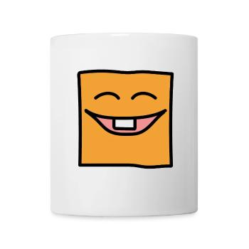 Funny Square Emoji Emoticon Kawaii Expression Face - Mug - white - Front