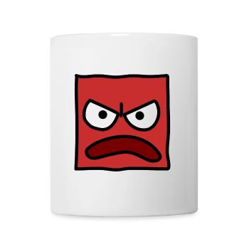 Funny Square Emoji Emoticon Kawaii Expression Face - Mug - white - Front
