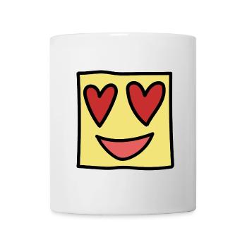 Funny Square Face Emoticon Kawaii Expression - Mug - white - Front