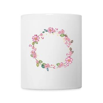 filigree dog rose frame with leaves - Mug - white - Front