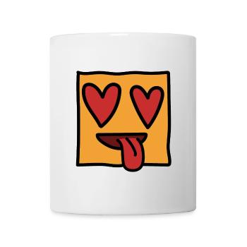 Funny Emoticon Expression Kawaii Square Face - Mug - white - Front