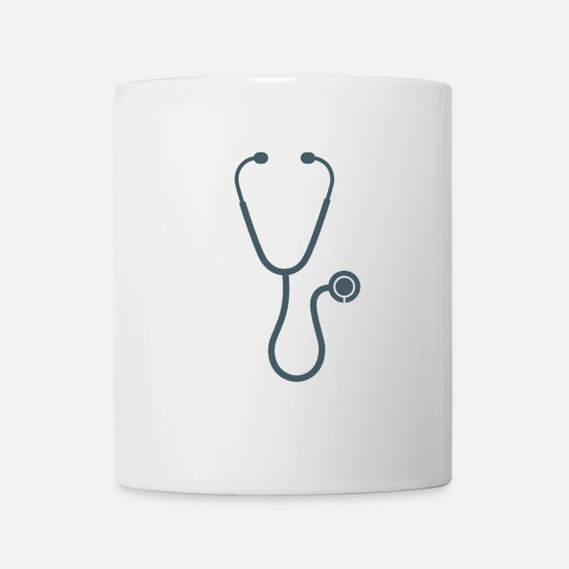 Icône médicale du stéthoscope minimaliste - Mug blanc - blanc