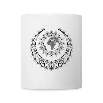Planet Erde Mandala Sonne und Mond Mandala - Tasse - Weiß - Vorne