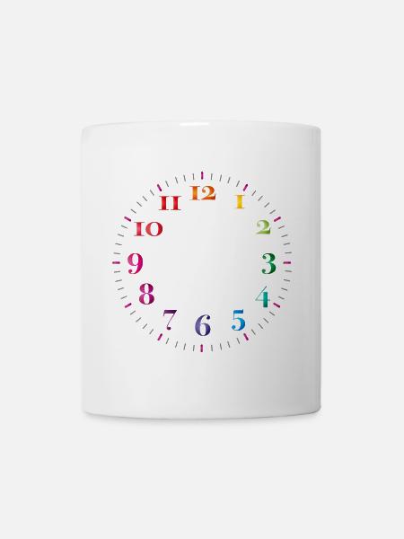 Zifferblatt mit bunten Ziffern ohne Uhrzeiger - Tasse - Weiß