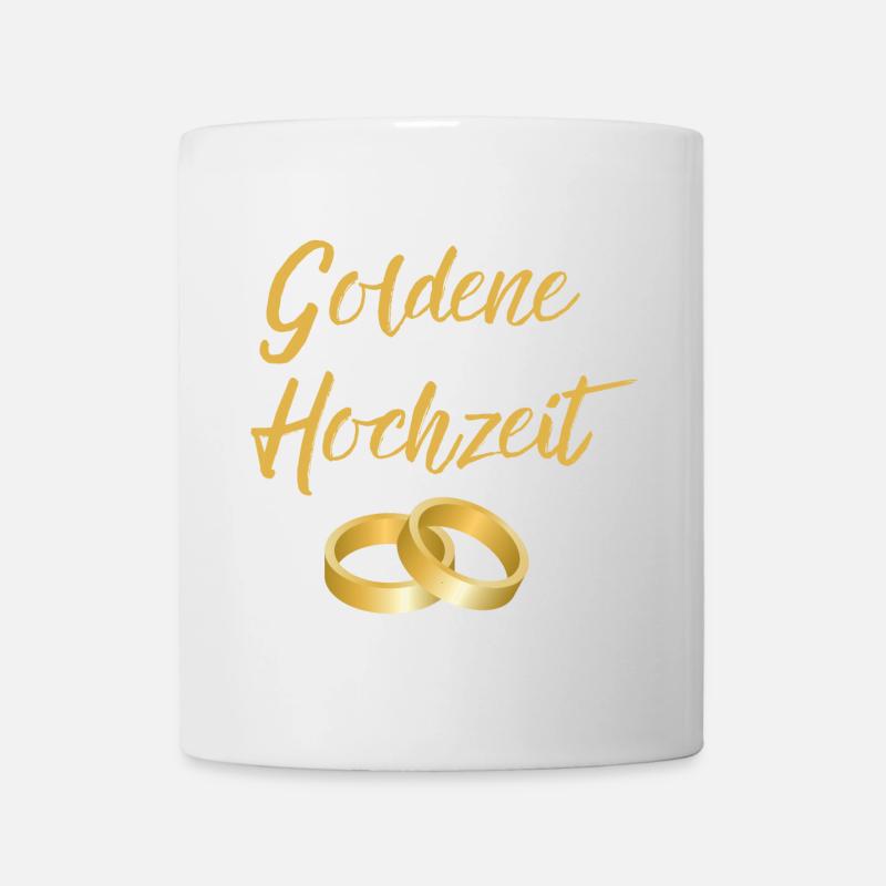 Goldene Hochzeit Eheringe golden Hochzeittag Segen - Tasse - Weiß