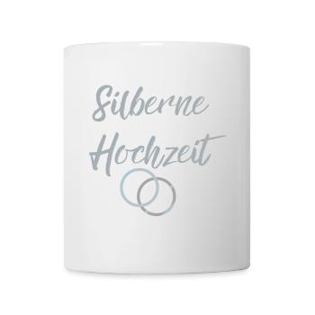 Silberne Hochzeit Eheringe silber 25 Hochzeitstag - Tasse - Weiß - Vorne