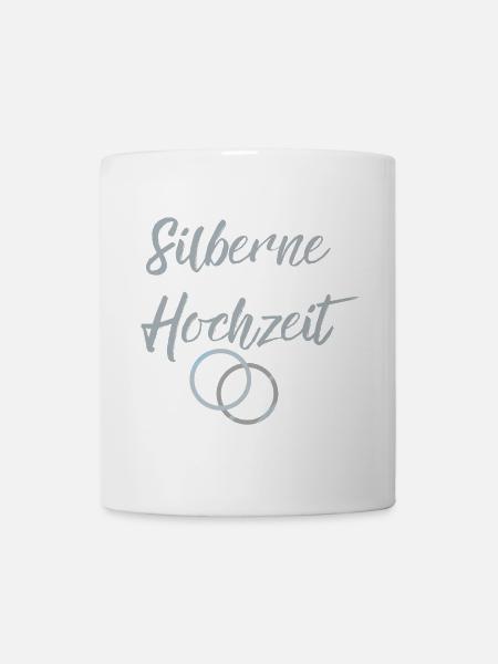 Silberne Hochzeit Eheringe silber 25 Hochzeitstag - Tasse - Weiß