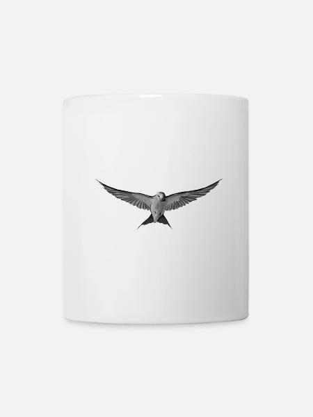 Oiseau gris en vol monochrome - Mug blanc - blanc