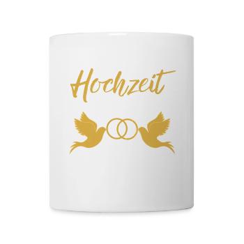 Hochzeit halten Taubenpaar Eheringe golden Heirat - Tasse - Weiß - Vorne