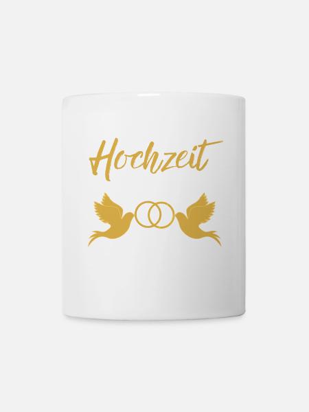 Hochzeit halten Taubenpaar Eheringe golden Heirat - Tasse - Weiß