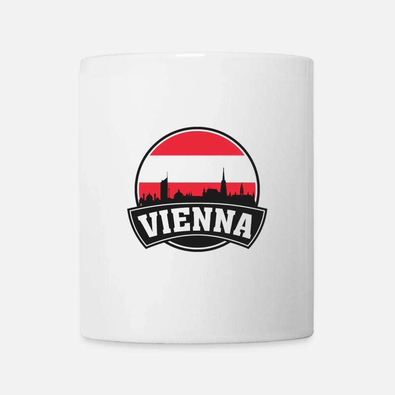 Souvenir du drapeau de l’Autriche de la silhouette de la ville de Vienne - Mug blanc - blanc