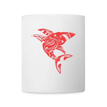 Cadeau de tatouage tribal polynésien rouge de requin maori - Mug blanc - blanc - Devant