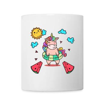 Licorne vacances nager pneu mer plage été - Mug blanc - blanc - Devant