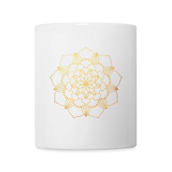 Yoga mandala lines gold blossom meditation energy - Mug - white - Front