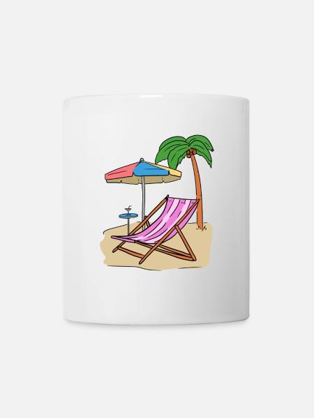 Urlaub Ferien Palmen Strand Insel Erholung Meer - Tasse - Weiß