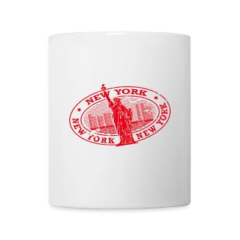 Badge de timbre souvenir de voyage de New York USA Sticker - Mug blanc - blanc - Devant