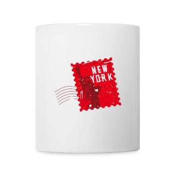 Badge de timbre souvenir de voyage de New York USA Sticker - Mug blanc - blanc - Devant