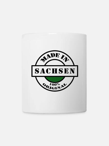 MADE IN SACHSEN Dresden Leipzig Geboren Geschenk - Tasse - Weiß