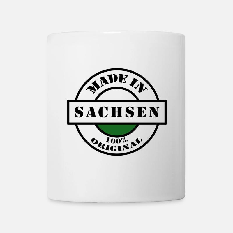 MADE IN SACHSEN Dresden Leipzig Geboren Geschenk - Tasse - Weiß