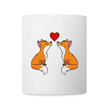 renard bande dessinée amour coeur couple - Mug blanc - blanc - Devant