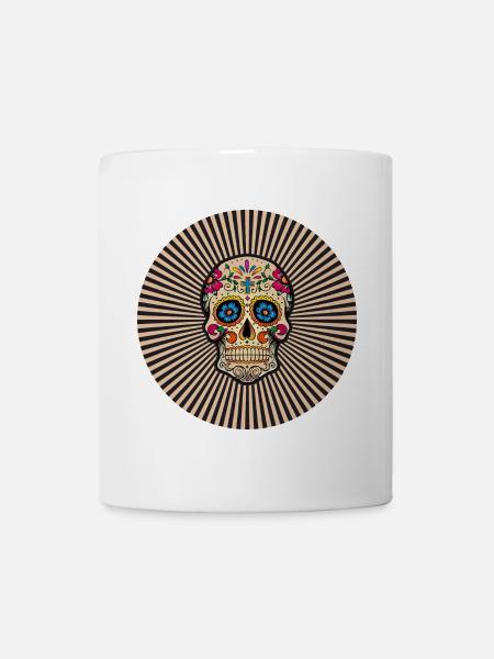 autocollant rond calavera crâne mexicain santa muerte - Mug blanc - blanc