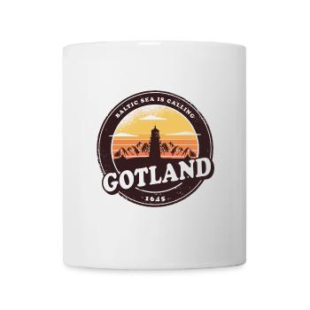 Gotland Vintage Leuchtturm Design - Tasse - Weiß - Vorne