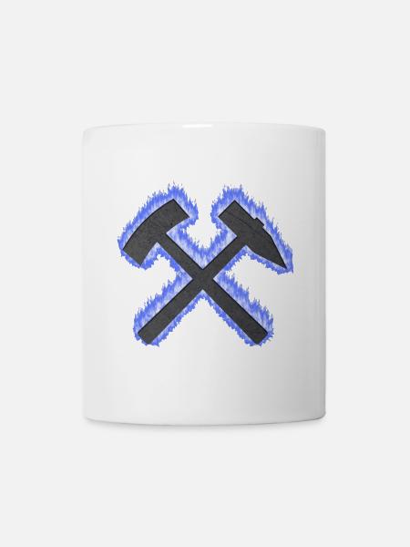 Hammer und Schlägel Bergbau Schalke Kohle Geschenk - Tasse - Weiß