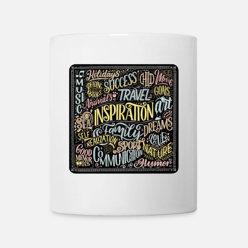 Mix aus mehrfarbiger positiver Typografie - Tasse - Weiß