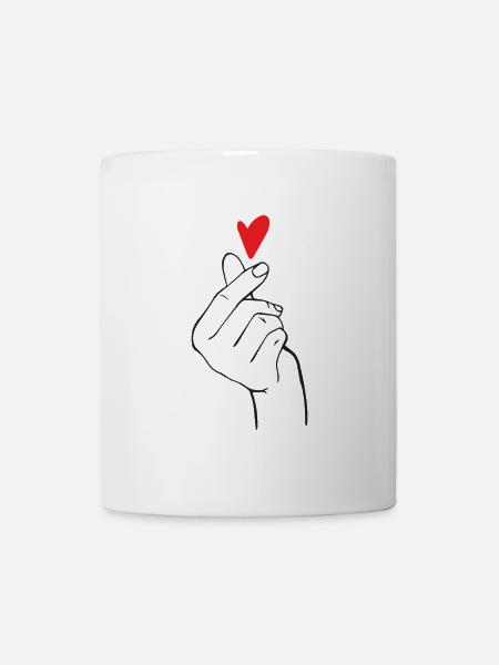 K-Pop Finger Heart - Tasse - Weiß