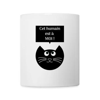 Chat noir possessif cet humain est a moi humour - Mug blanc - blanc - Devant