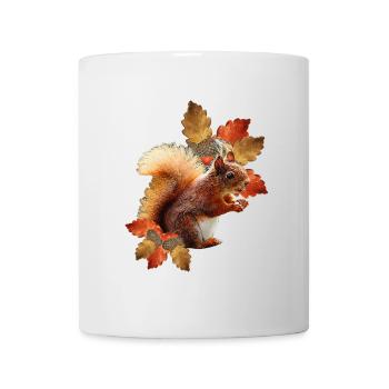 Eichhörnchen motiv mit Eichenblättern, Herbst frau - Tasse - Weiß - Vorne