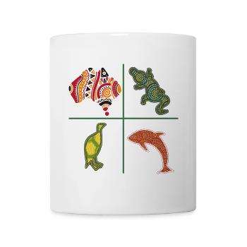Aboriginal Australian Punktekunst Tiere - Tasse - Weiß - Vorne