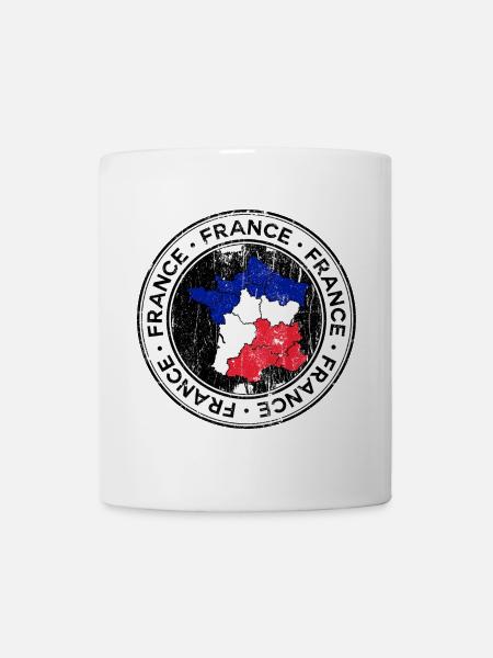 Carte de la France Écusson circulaire tricolore - Mug blanc - blanc