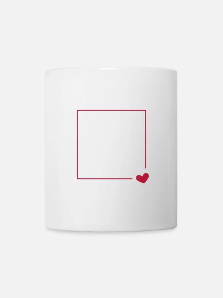 Ligne d'ornement de cadre coeur personnalisable - Mug blanc - blanc