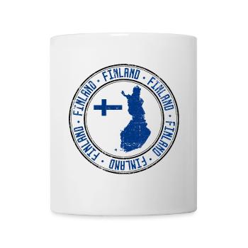 Finland Map Circular Crest with Flag - Mug - white - Front