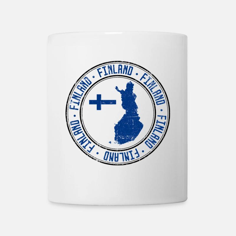 Finland Map Circular Crest with Flag - Mug - white