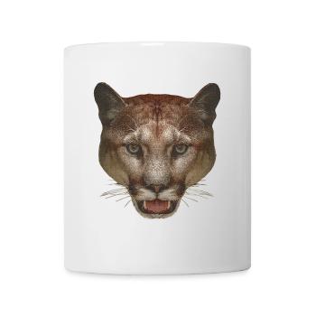 beautiful animal motifs, mountain lion face - Mug - white - Front