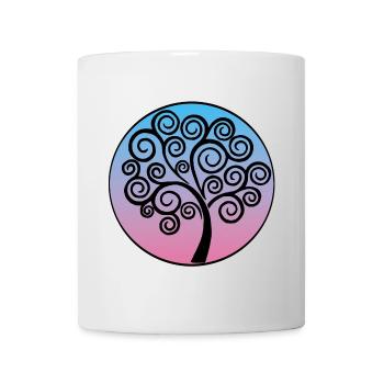 Black tree of life on blue and pink background - Mug - white - Front