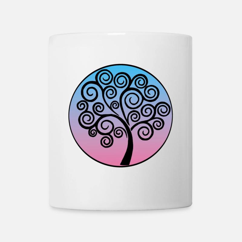 Arbre de vie noir sur fond bleu et rose - Mug blanc - blanc