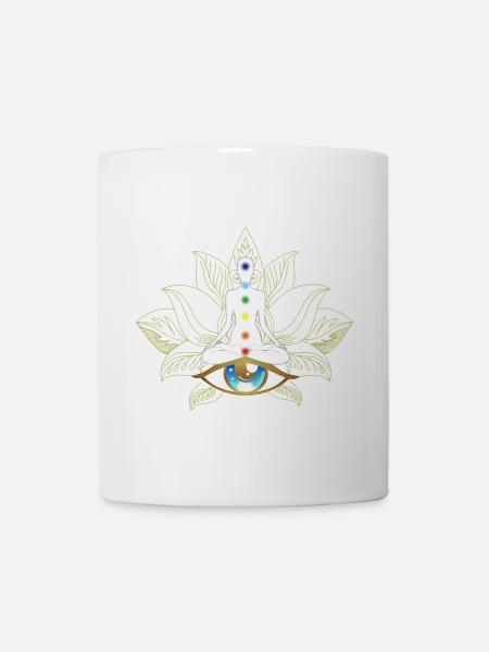 Chakras et Œil: Méditation Dorée - Mug blanc - blanc