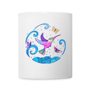 Hummingbird Butterfly Positive World Fantasy Motif - Mug - white - Front