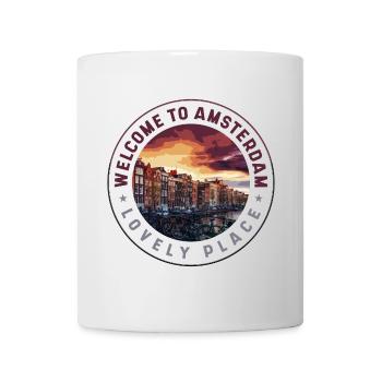 Willkommen in Amsterdam – Lieblingsplatz - Tasse - Weiß - Vorne