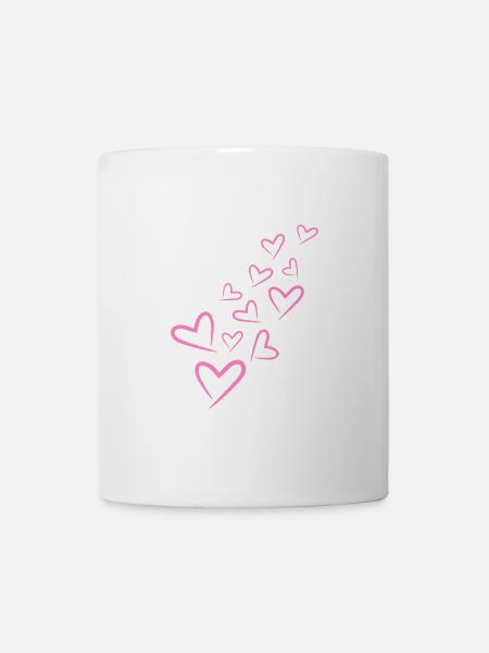 Herzchen Herz Muster Rosa - Tasse - Weiß