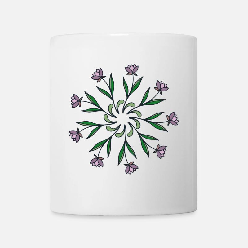 Flowers, Blumen, Rosette - Tasse - Weiß