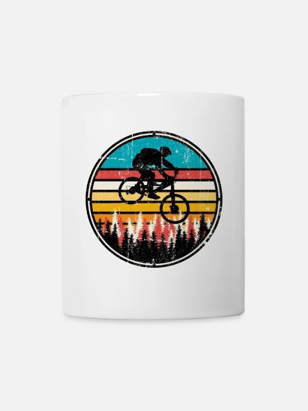 Rétro vélo de forêt coucher de soleil - Mug blanc - blanc
