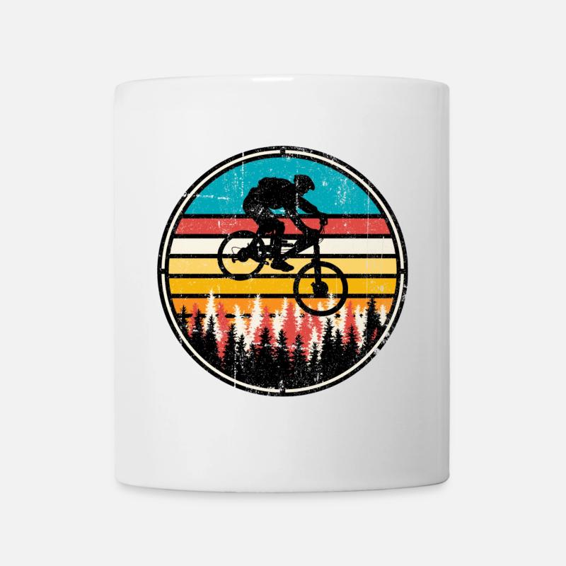 Rétro vélo de forêt coucher de soleil - Mug blanc - blanc