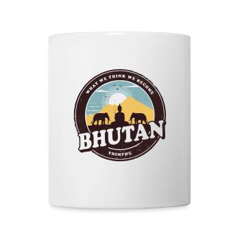 Bhoutan Buddha design avec eléphants / idée cadeau - Mug blanc - blanc - Devant