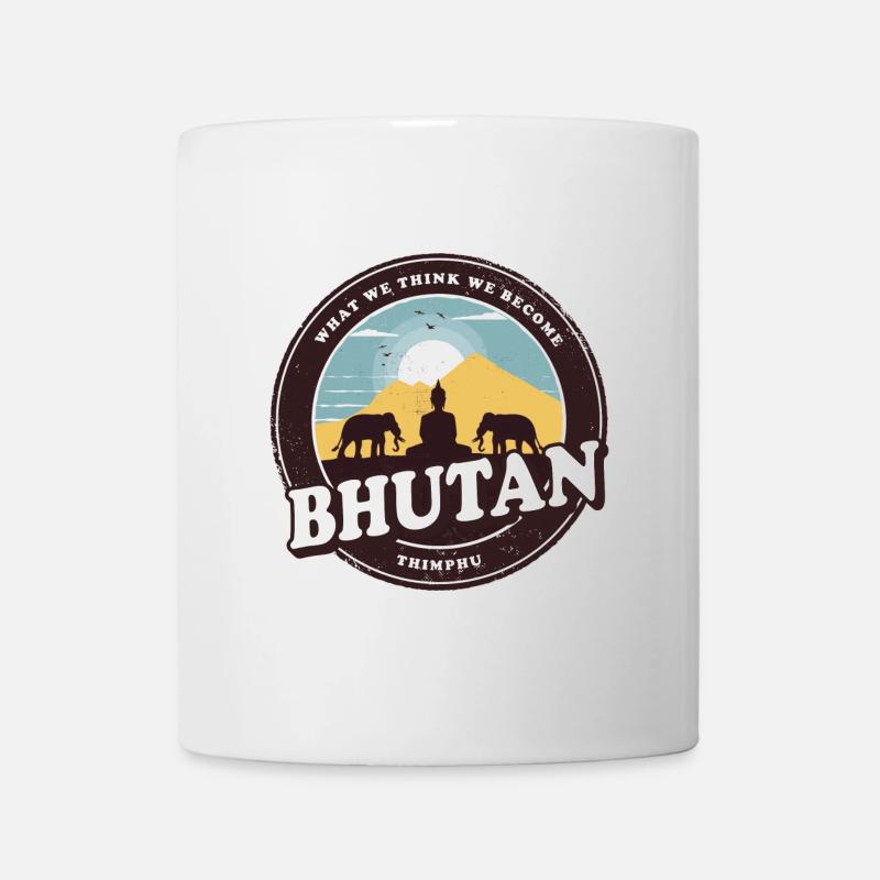 Bhutan Buddha Design mit Elefanten / Geschenkidee - Tasse - Weiß