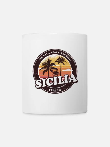 Sizilien Italien Vintage Beach Design / Geschenk - Tasse - Weiß